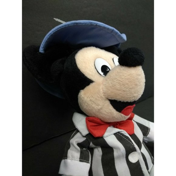 Disney Mickey Mouse 9" Striped Black/Gray Showman Outfit Hat and Shoes Plush Toy - Picture 5 of 12